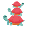 Cool turtles with sunglasses, stacked,