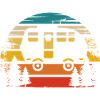 Soleil rétro et camping -