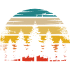Retro Sun and Trees -
