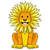 Lion with sunflower flower