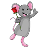Rat with rose flower