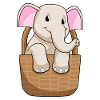 Éléphant avec panier