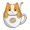 Katze mit Tasse Kaffee