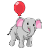 Éléphant avec ballon