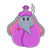 Elephant with fever thermometer