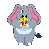 Éléphant avec pizza