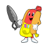 Hot-dog comme coiffeur avec ciseaux