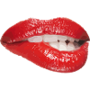 Crimson Lip Bite Pop Art