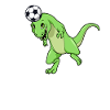 Comic TREX joue au football