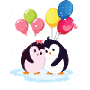 Pingouins avec ballons