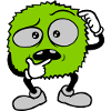 Comic skeptical face monster