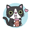 Süße Smoking-Katze liebt Bubble Tea