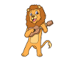 Comic Lion Plays Ukulele