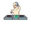 Cartoon Lama DJ at turntable
