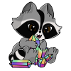 Snuggles the raccoon with crystal