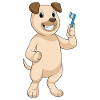 Dog with toothbrush