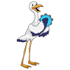 Cigogne comme musicien au tambourin