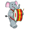 Elephant comme musicien avec tambour