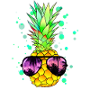 Pineapple with sunglasses tropical cool
