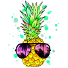 Pineapple with cool beach sunglasses