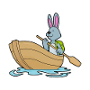 Rabbit with boat & paddle