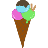 Buntes Eis mit Waffel