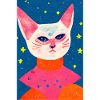 Space Cat Astronaut Retro