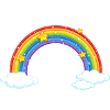 Bright Cartoon Rainbow with Clouds