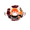 Chat Ours Panda Rouge