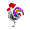 Regenbogenhahn auf Schwarz