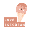 Glace mignonne avec écriture coeur