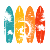 Quatre planches surfeuses tropicales
