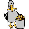 Happy seagull stolen fries