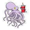 Krake mit Trinkbecher