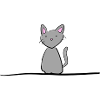 Grey Cat Line Animal Pet
