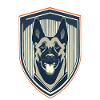 Dog's head badge