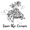 Save the Ocean - Turtle with island