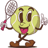 funky tennis ball cartoon face