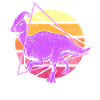 Vaporwave Synthwave Parasaurolophus Dinosaurier