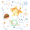 Playful Cat in Space Adventure