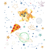 Playful Cat in Cosmic Space Scene