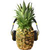 Pineapple with headphones