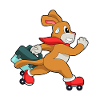 Dog with roller skates