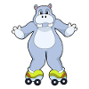 Nilpferd mit Rollschuhe