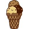 Süße 3 Eiskugeln Waffel