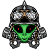 Alien Biker Head Illustration