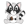 Raccoon with biscuit
