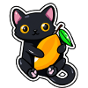 Cat embraces a mango