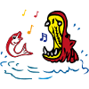 Hippo and fish sing in duet