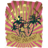 Beach party dancing under palm trees